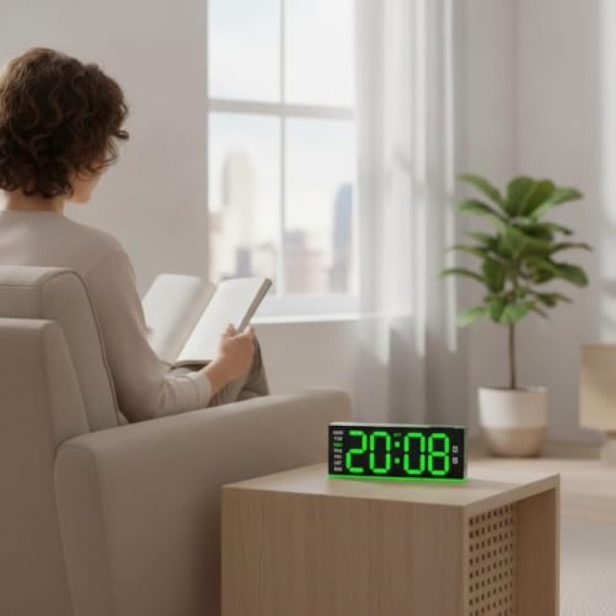 Large Numbers Digital Clock with Edge Lighting for Bedside